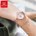OLEVS Brand Lady Girls Quartz WristWatch  Best Prices Fashion Beatiful Women Popular Dress Water-Proof Steel Mesh Watch